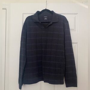 Van Heusen Men’s Long Sleeve Polo Shirt | Size: Large | Charcoal Gray
